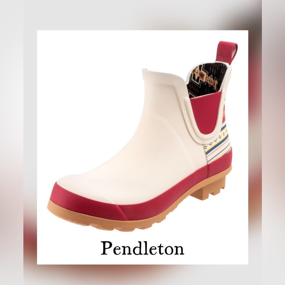 Pendleton Red and Cream Ankle Booties